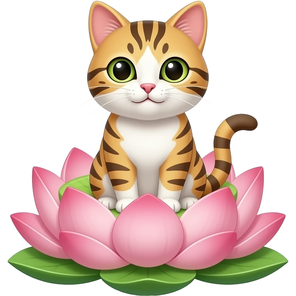 cat sitting on lotus emoji