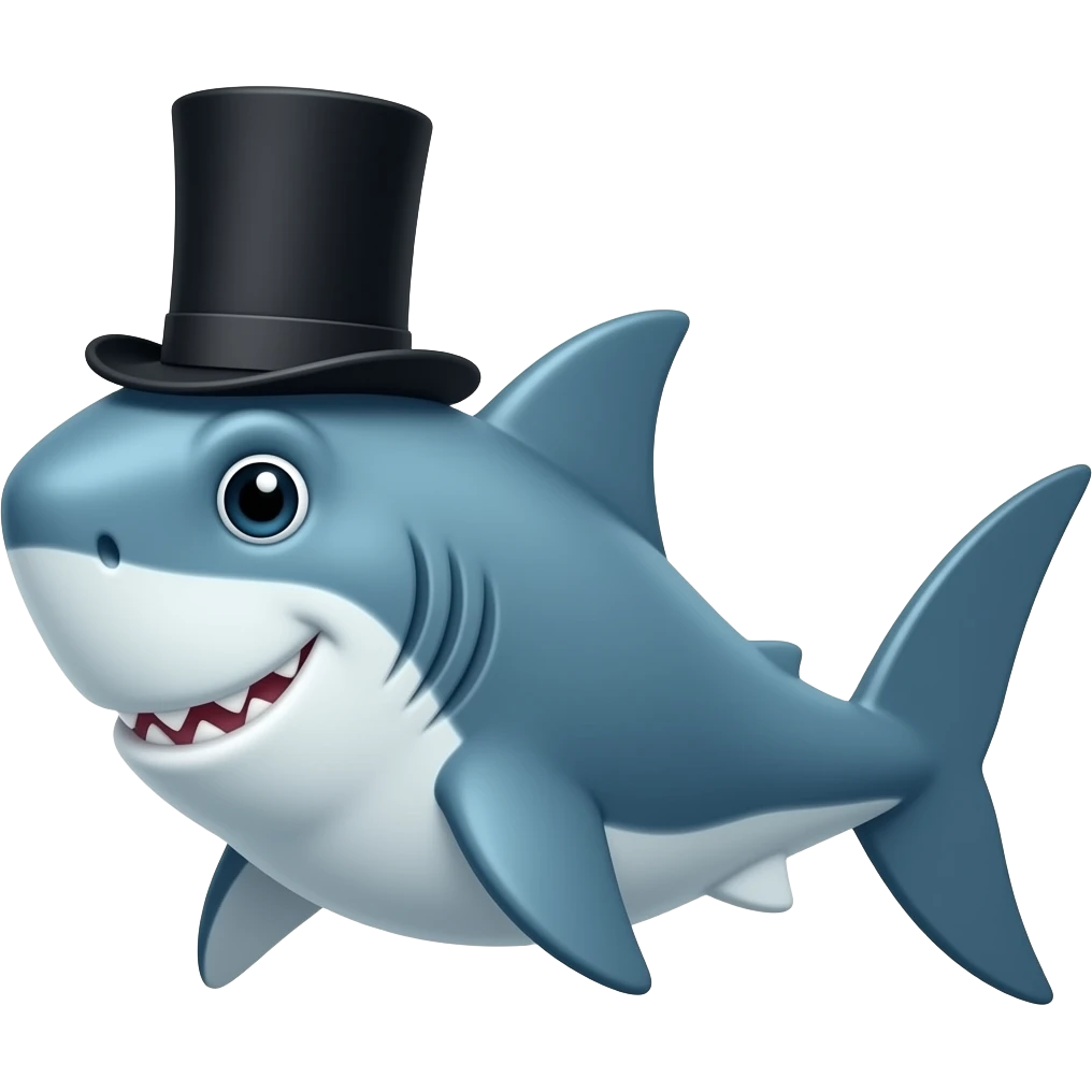 Shark with a top hat emoji