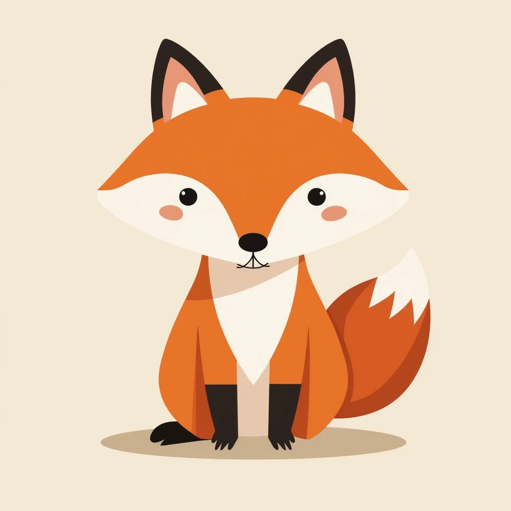 Flat design style fox emoji