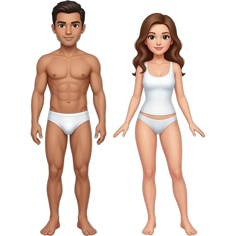 Full body image of naked, man and woman without a clothes on emoji