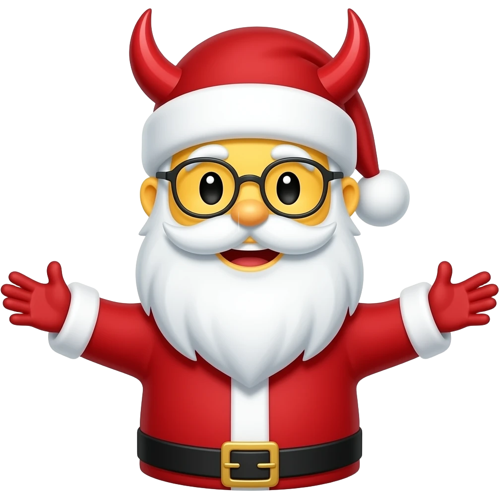 like Santa Claus but with devilshorns throughly the hat with yellow face and arms like that 🤗 emoji