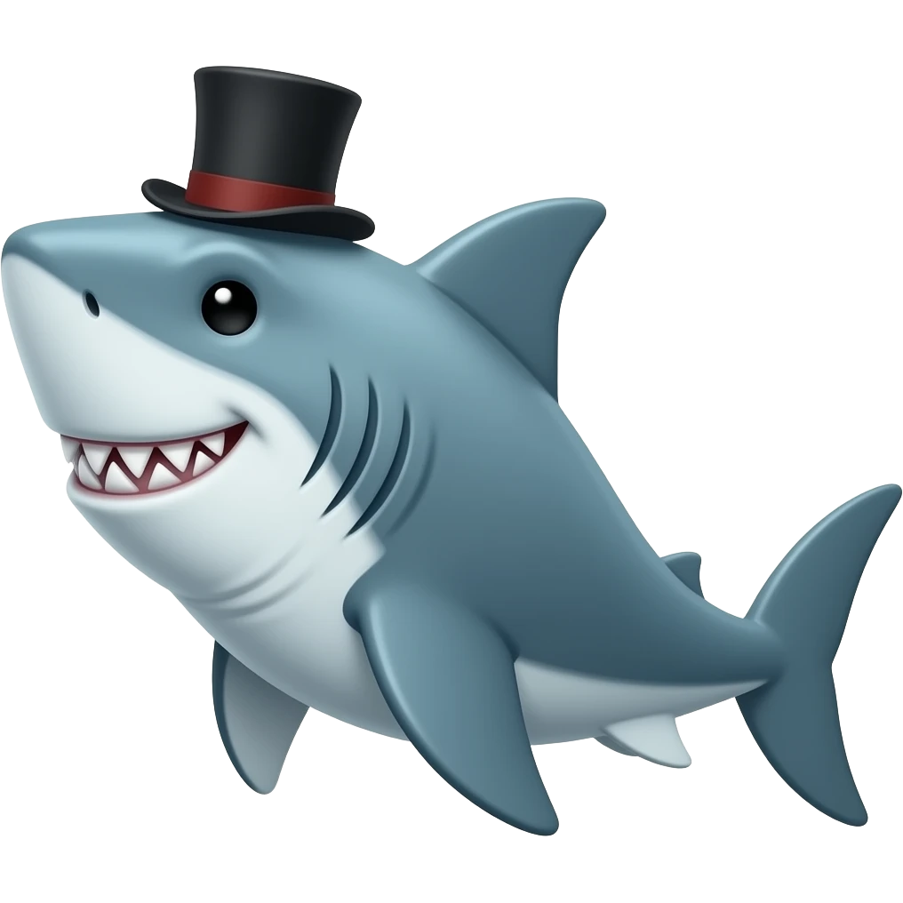 Shark with a top hat emoji