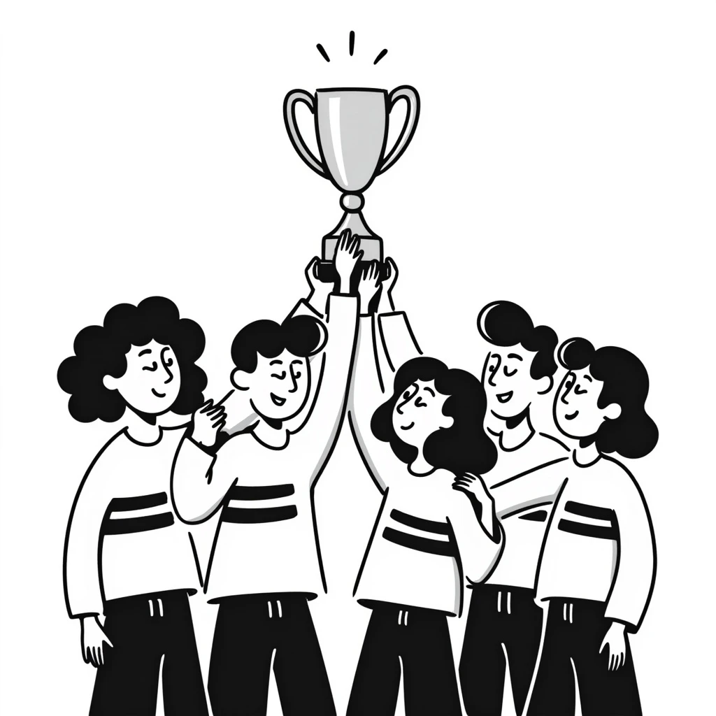 team celebrating with trophy emoji