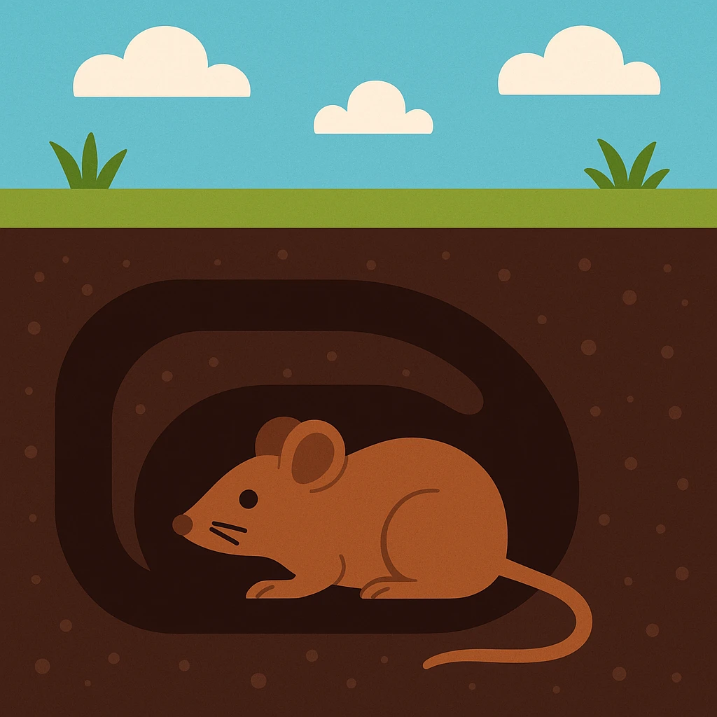 Flat design style mouse under ground emoji