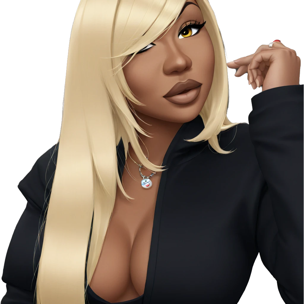 blonde beauty with closed eye emoji