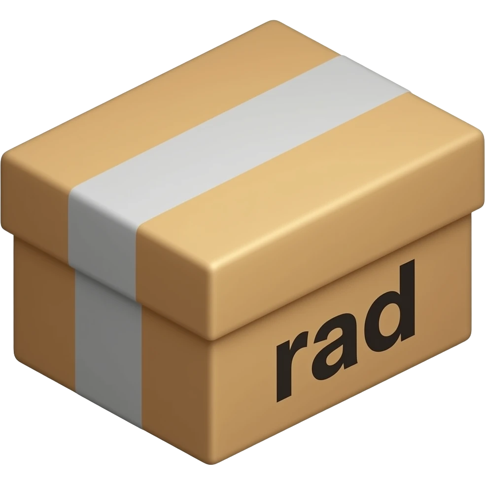 close shoe box with rad written on the sidde emoji