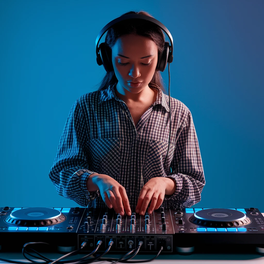 girl playing DJ set emoji