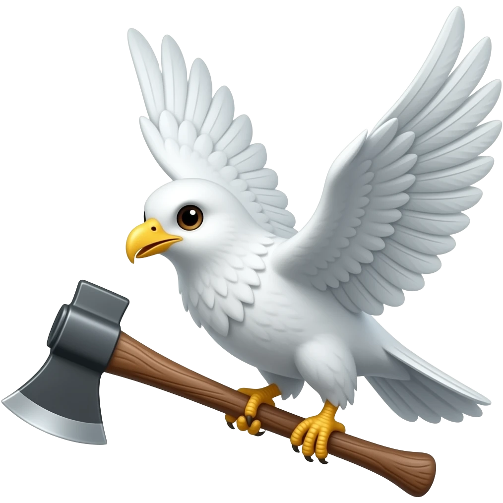 Flying White bird with axe emoji