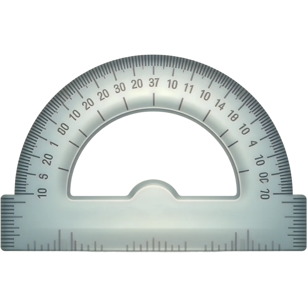 A protractor is a, typically transparent, semicircular emoji