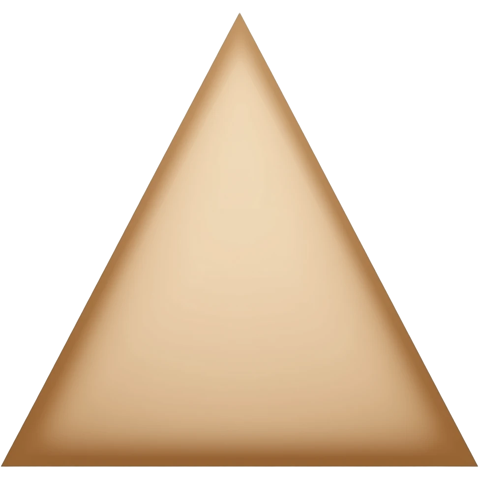 simple flat emoji of a solid light brown isosceles triangle (#D2A679), two equal sides longer than the base, upright, perfectly symmetrical, no outline, no shading, minimal vector, centered on a transparent background emoji