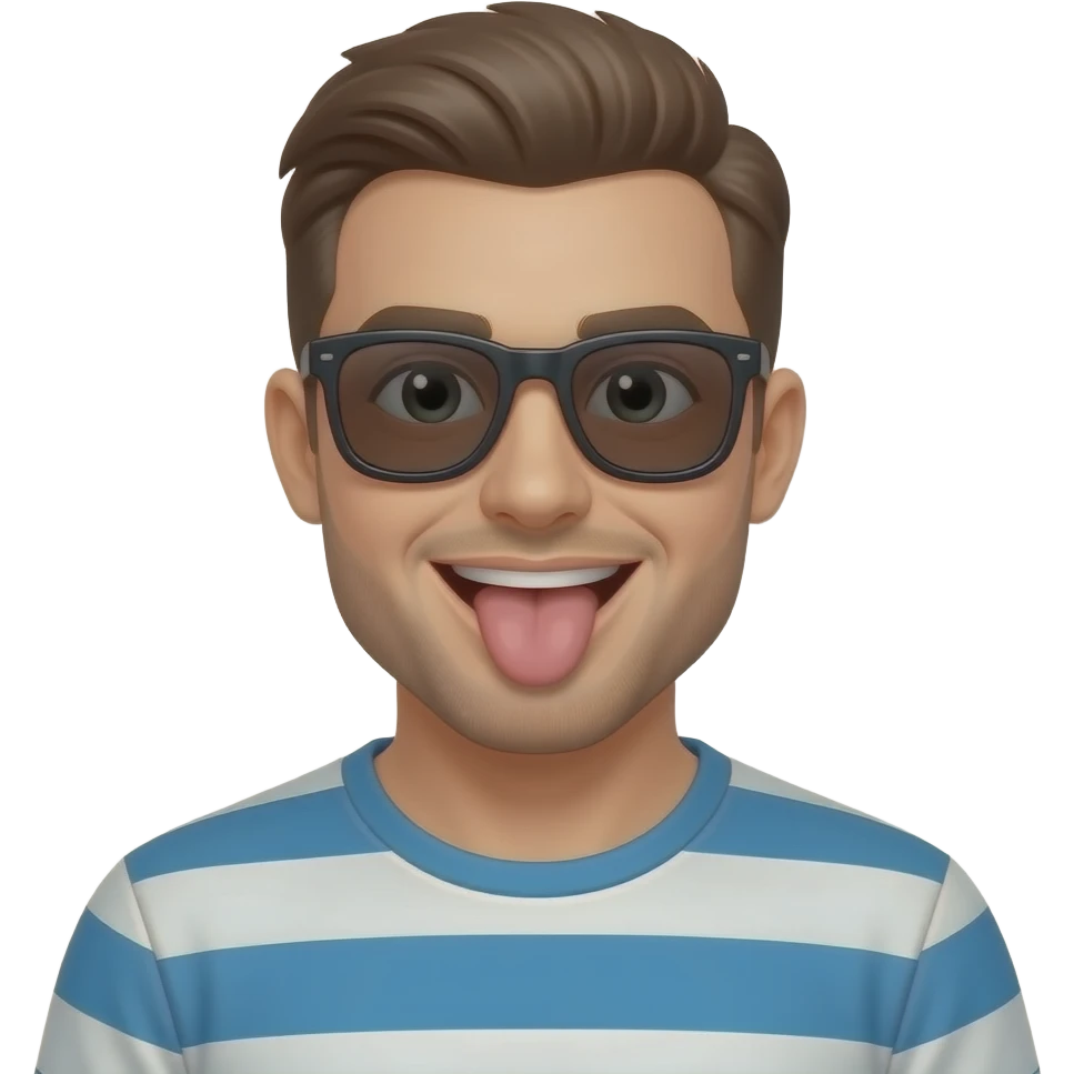 pregnant man with sunglasses and tongue out emoji