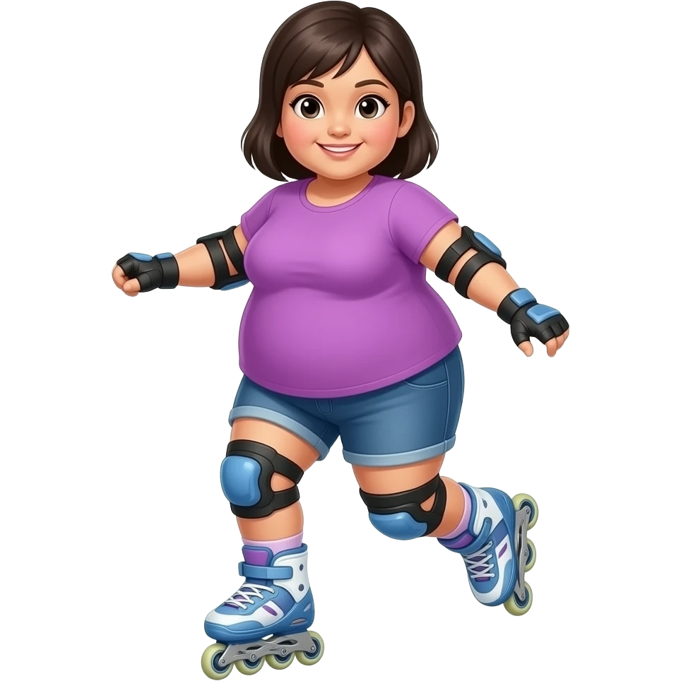 Fat Asian girl on rollerblades emoji