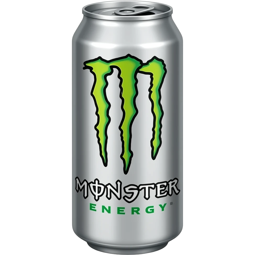 one silver can energy drink generic long size similar to monster but with different branding emoji