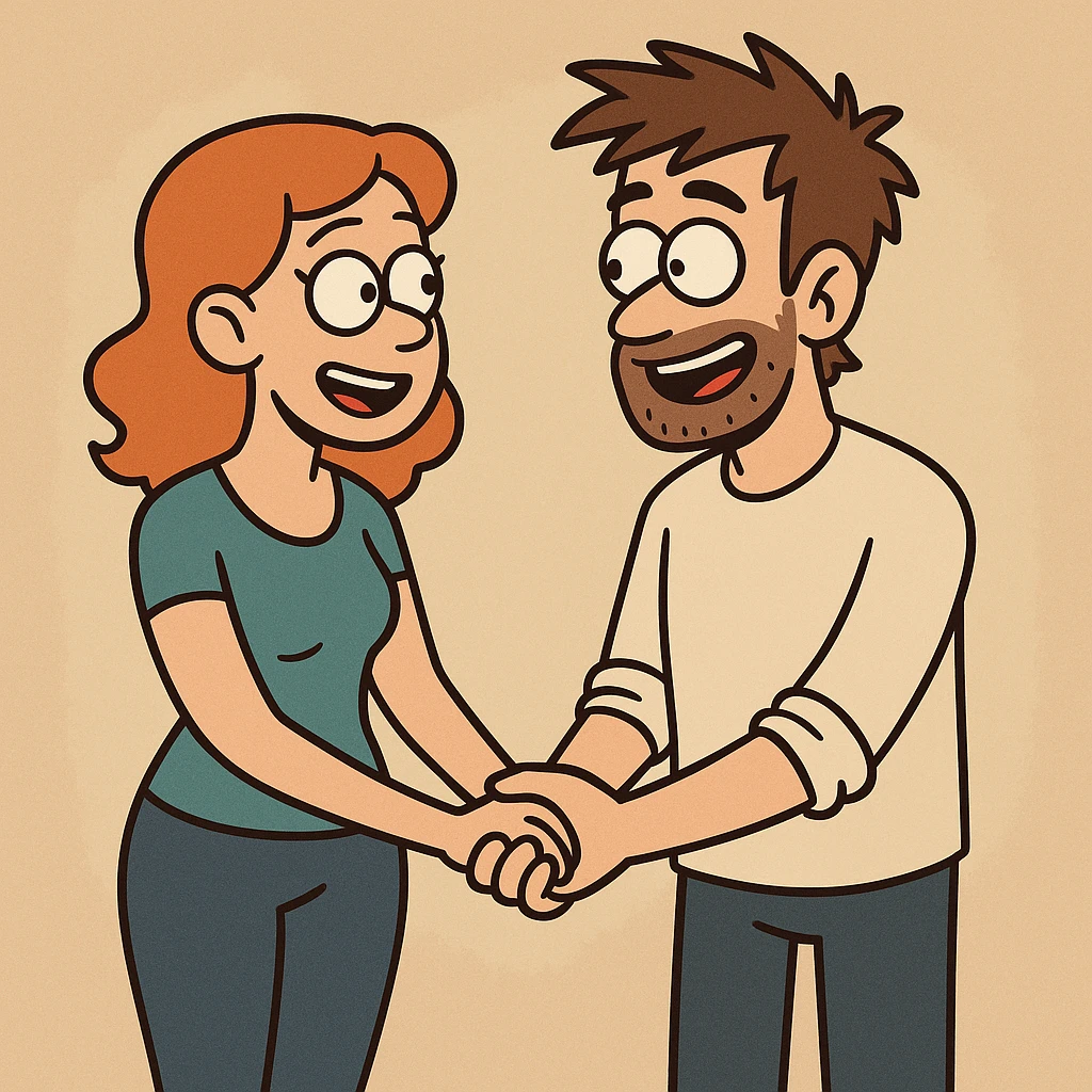 a couple holding hands, modern cartoon style emoji
