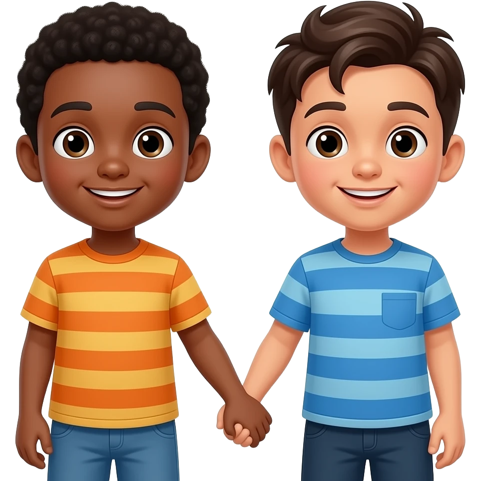 Black boy and Hispanic Boy holding hands each other emoji