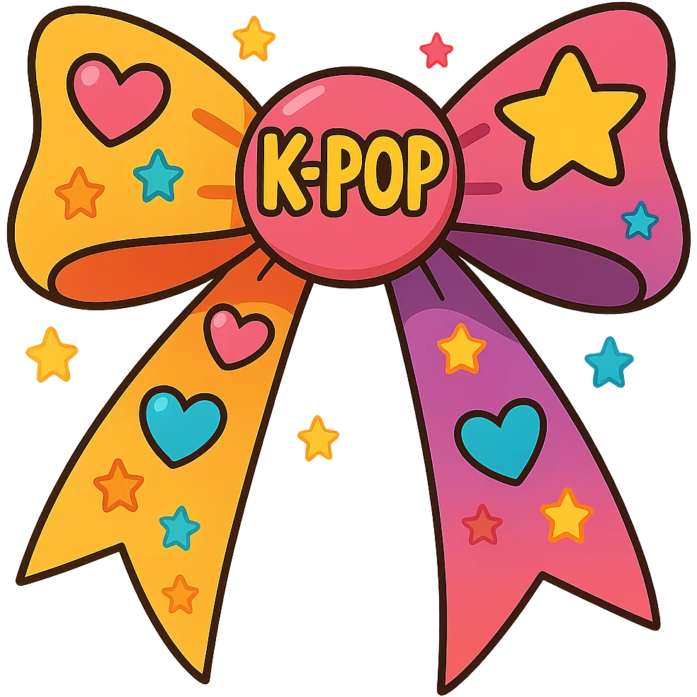 Remove any shadow from the image. Keep the kpop fan bow with hearts and stars. Make it fun and colorful with a transparent background. emoji