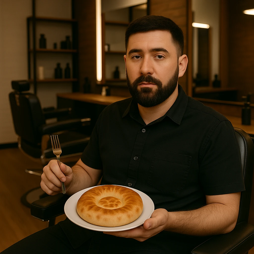 birinchidagi odamni yuziga 2 rasmdagi odamga uxshatib chizib bergin xuddu shunday non yen utirganini emoji