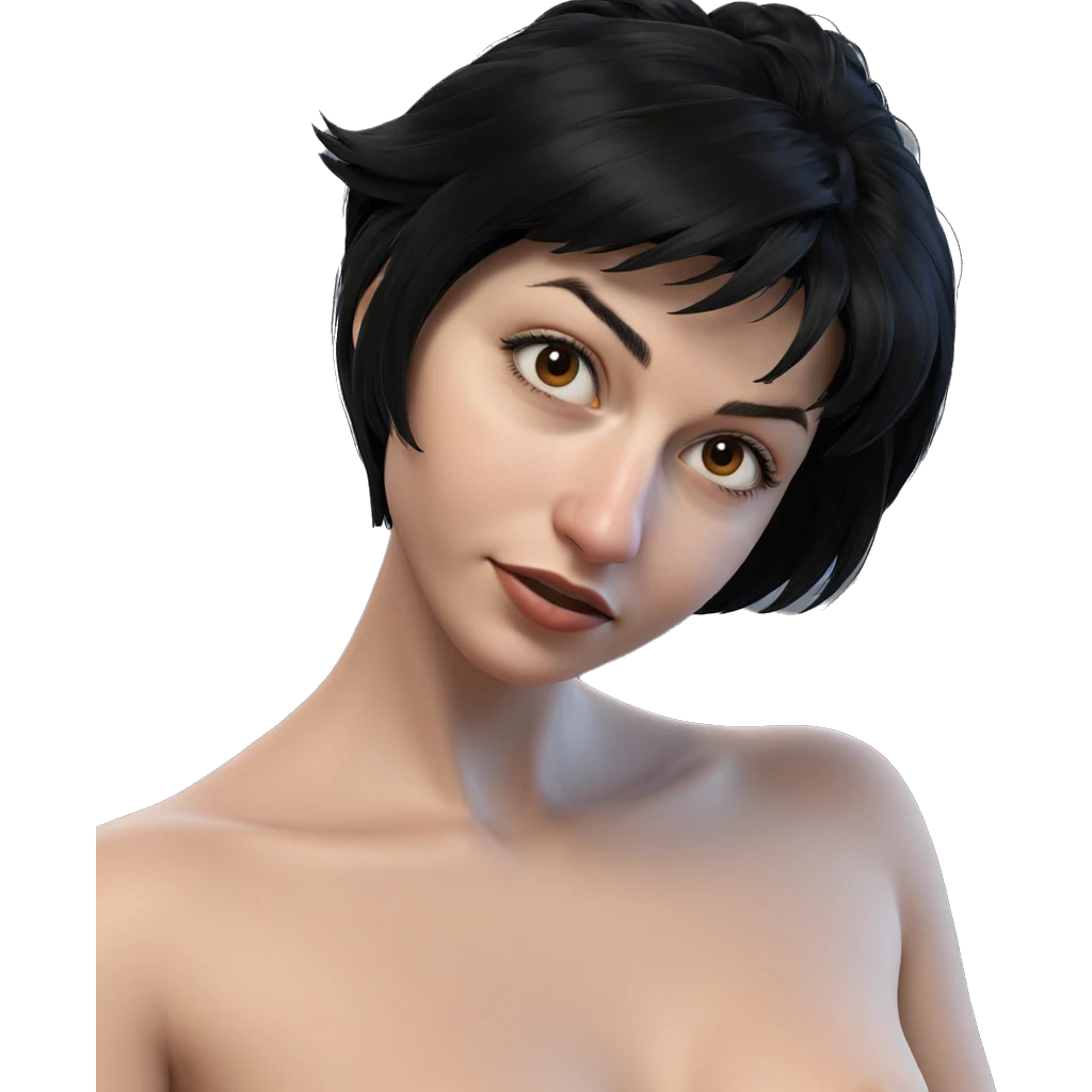 black haired girl portrait emoji
