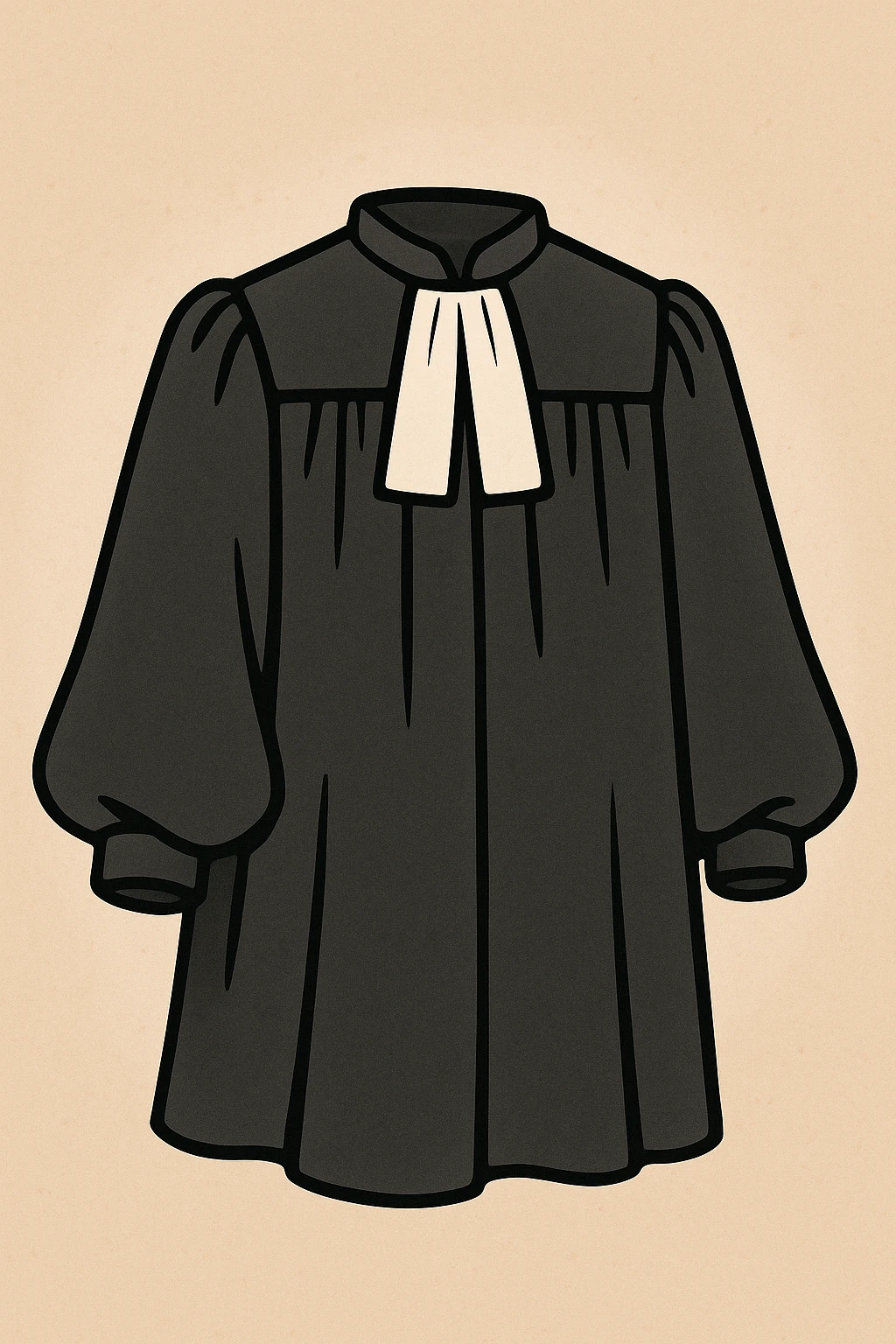 a cartoon-style lawyer's robe, black with white neck bands, slightly exaggerated sleeves emoji