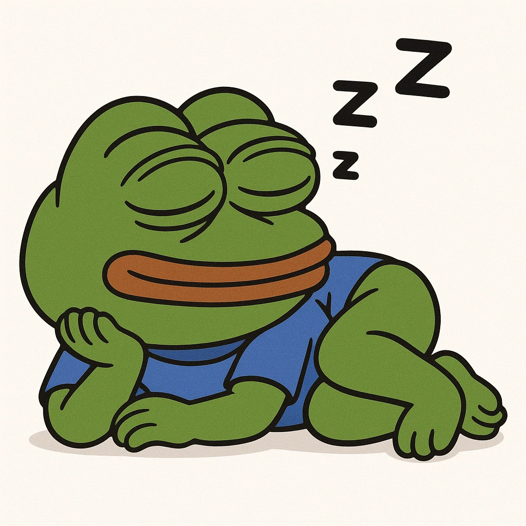 create a pepe sleeping, white background emoji