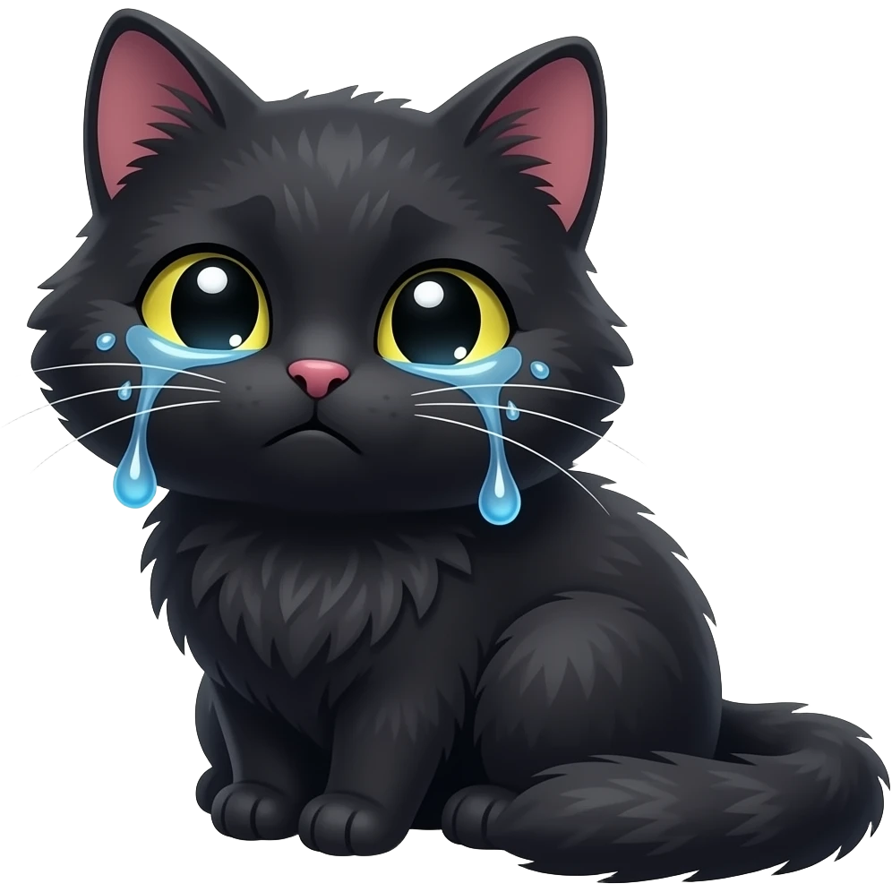 black cat crying emoji