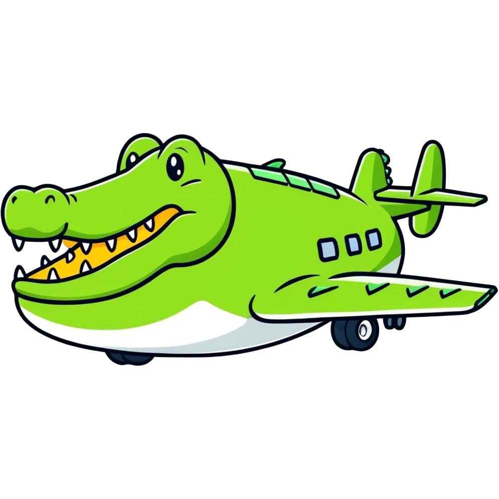 Un avión con cara de cocodrilo  emoji