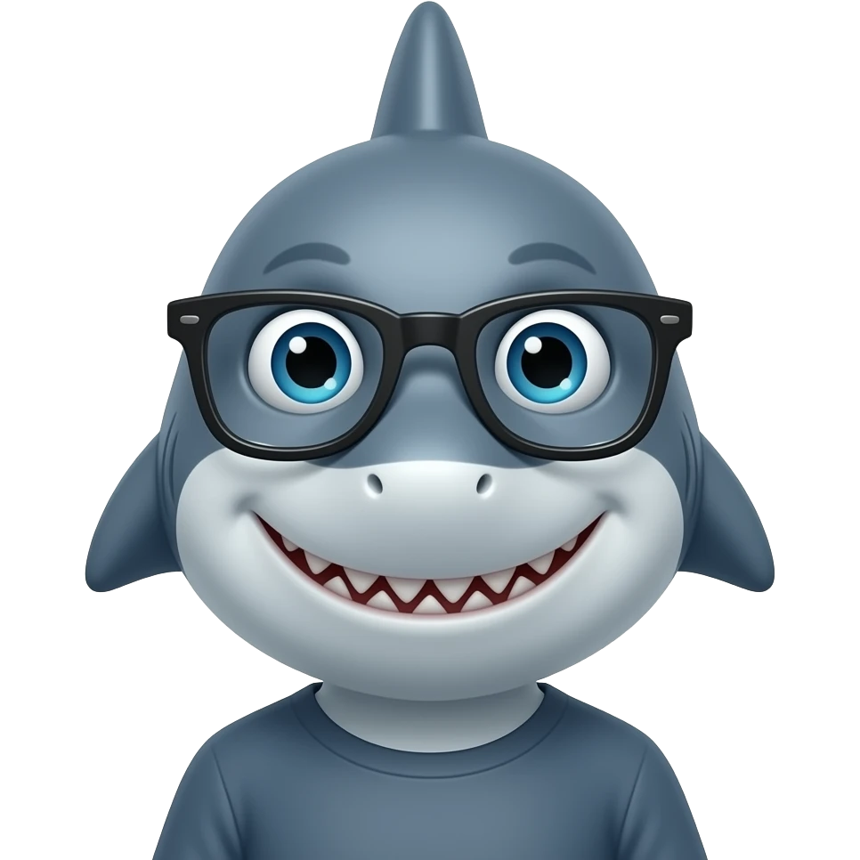 Shark with cool glasses 2d looking at us emoji