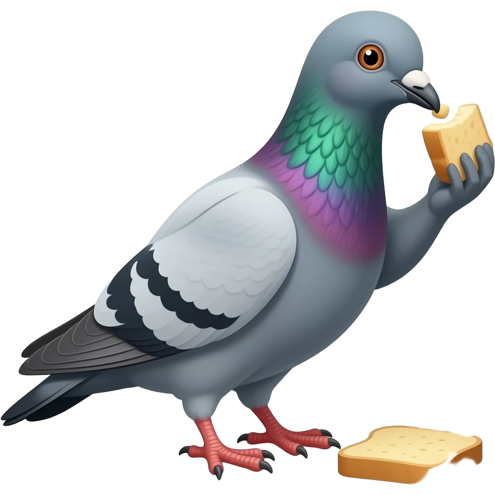 Una paloma comiendo trozos de pan emoji