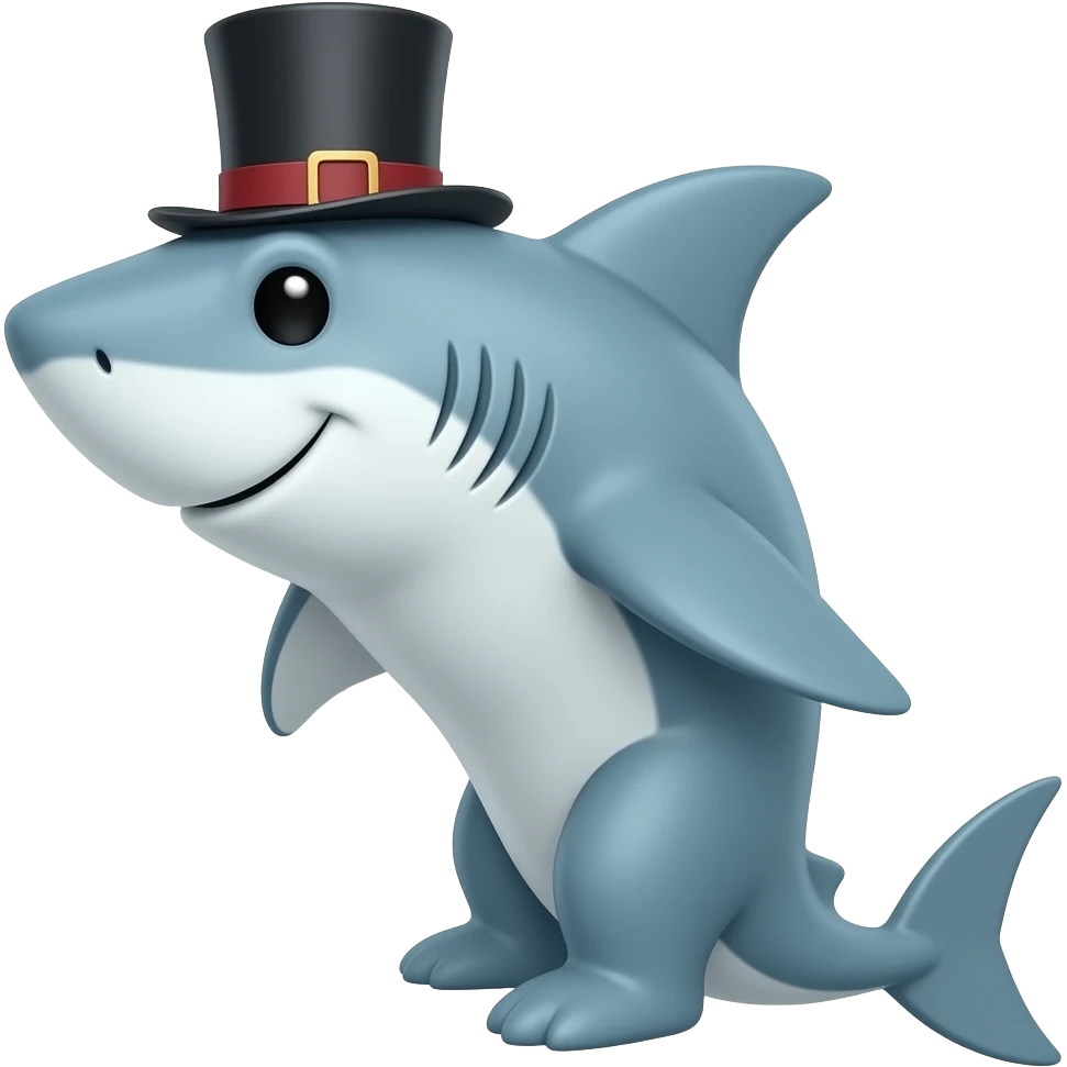 Shark with a top hat emoji