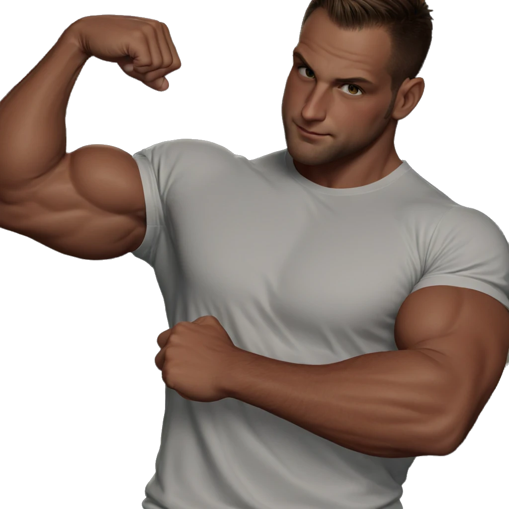 muscular male in white shirt emoji