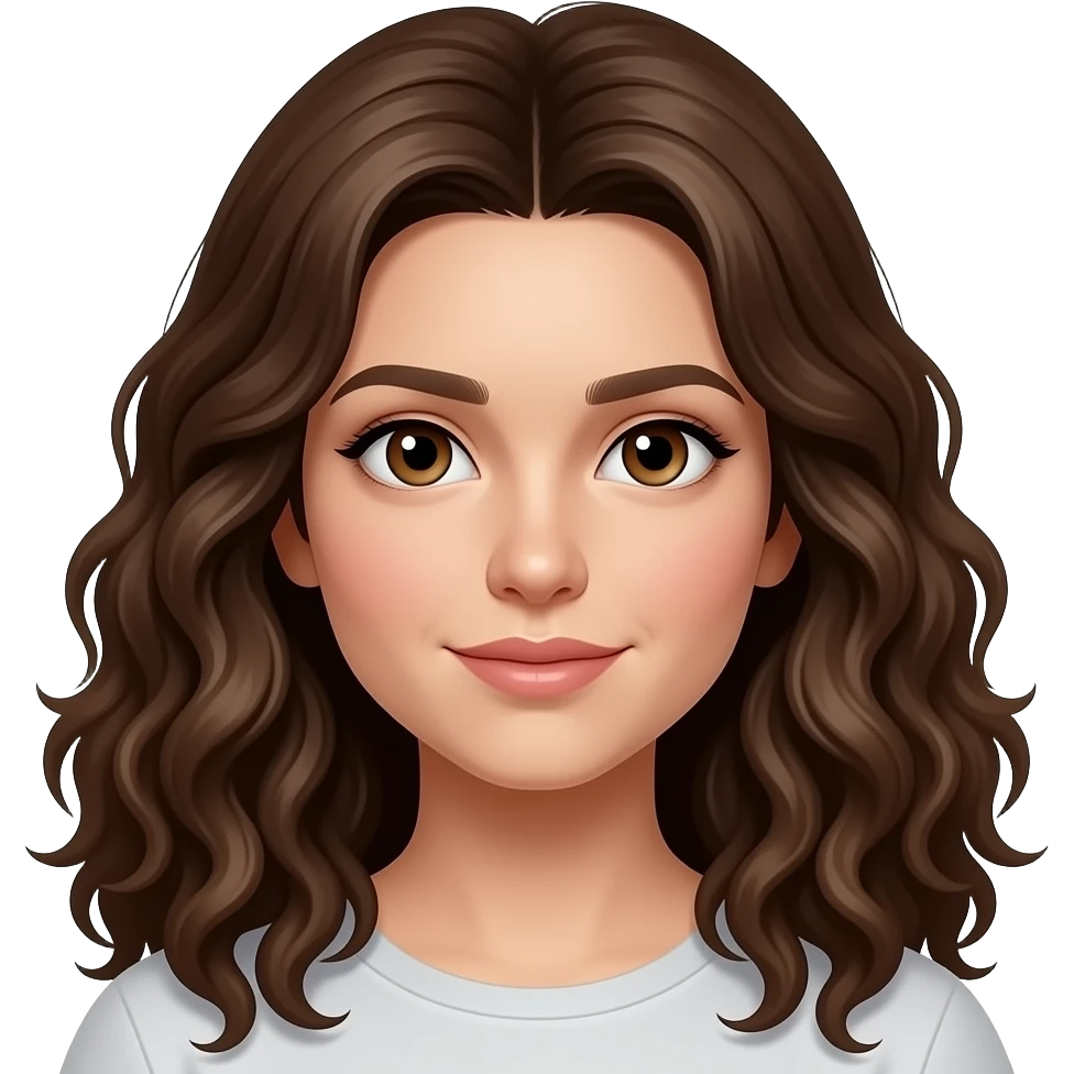 real long curly brown hair with brown eyes emoji