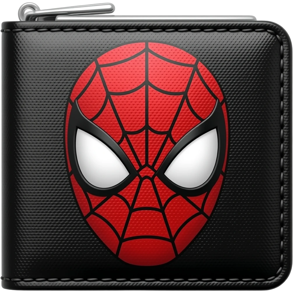 Spider-Man's Man's wallet with Spider-Man on to it in black and red on it emoji