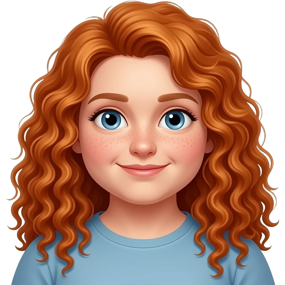 cinematic - chubby freckled very long hair curly redhead emoji