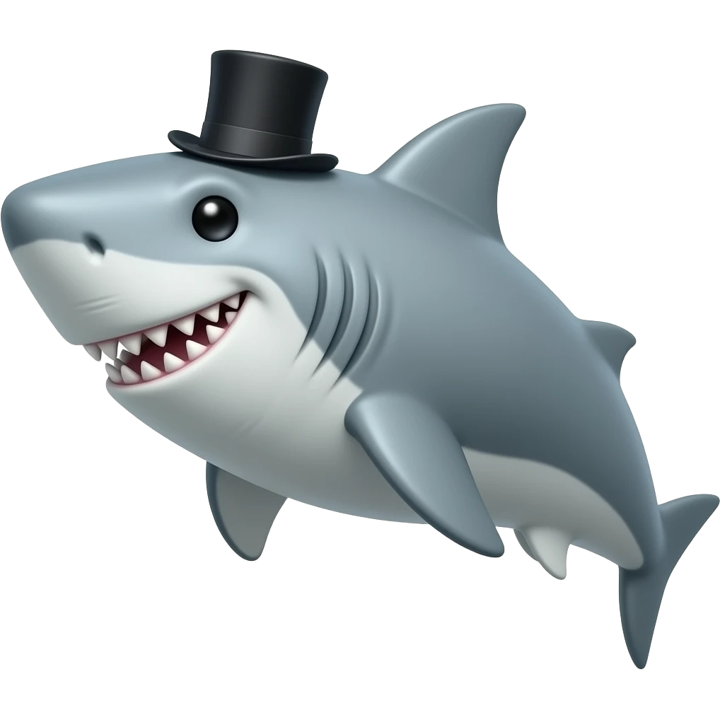 Shark with a top hat emoji