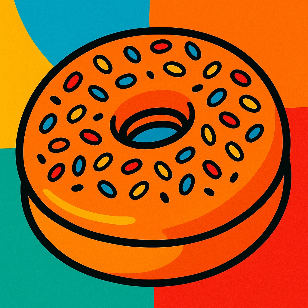 a bagel, cartoon style, vibrant colors, playful emoji