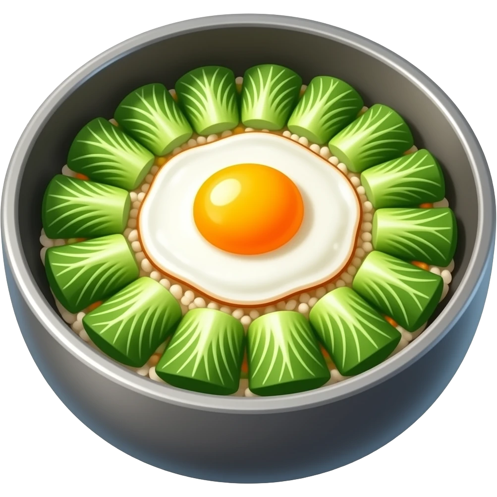 korean spring cabbage bibimbap, fresh green 봄동, mixed rice with vegetables, fried egg on top, vibrant colors, warm sunlight, realistic food photography, clean composition emoji