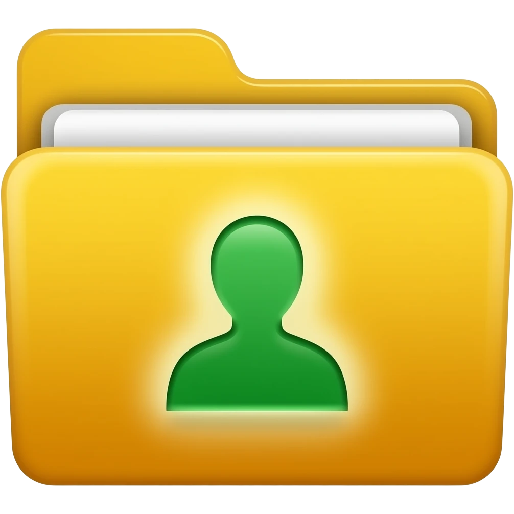 Green Screen: Yellow folder with a green screen/silhouette icon emoji