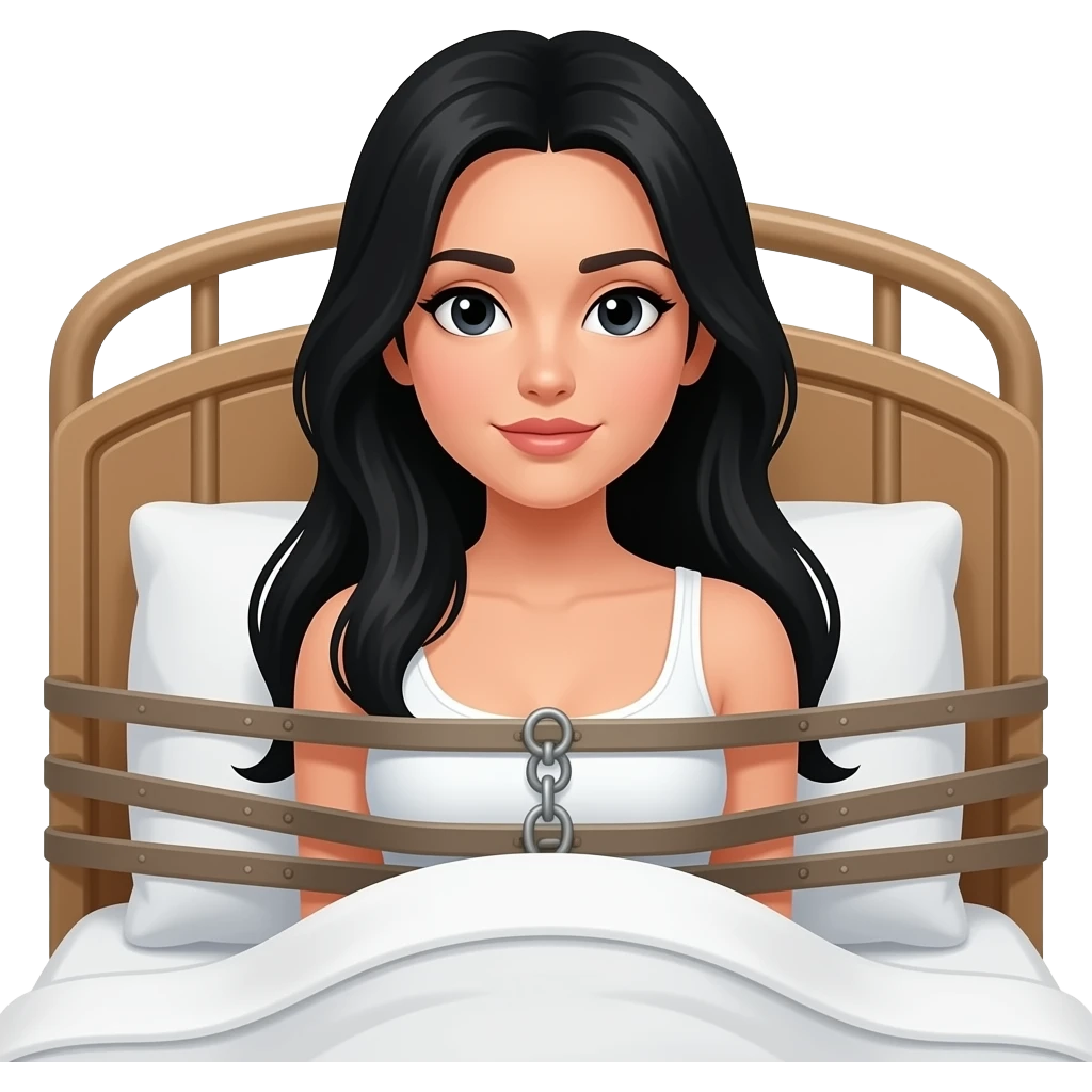 Woman restraint bed  Long Black hair emoji