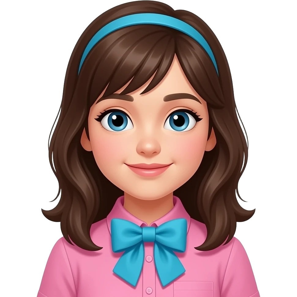 girl wear a pink   shirt and vibrant blue bow tie emoji