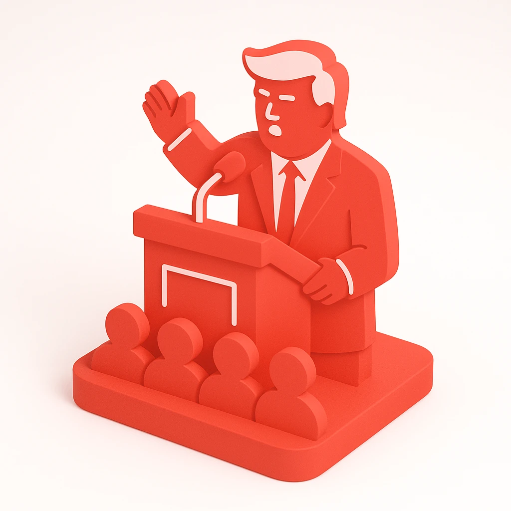 Donald Trump speaking at a rally emoji
