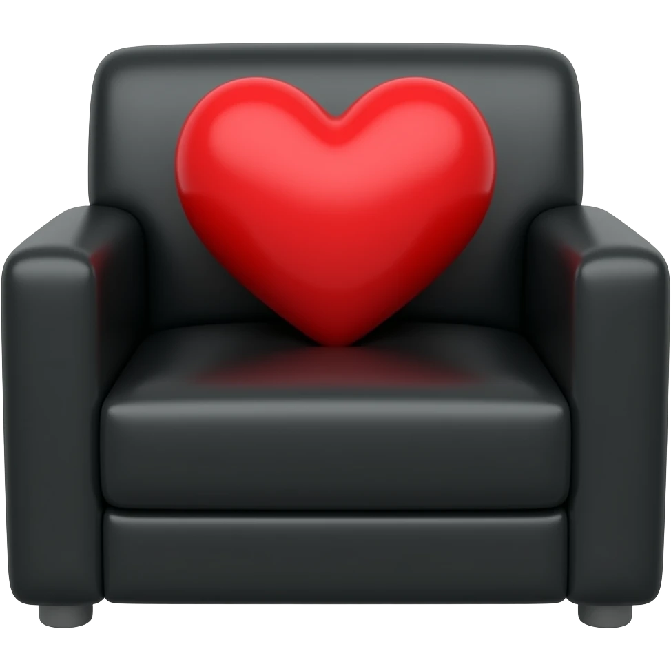 sofa triple, noir pâle avec coussin en coeur rouge emoji