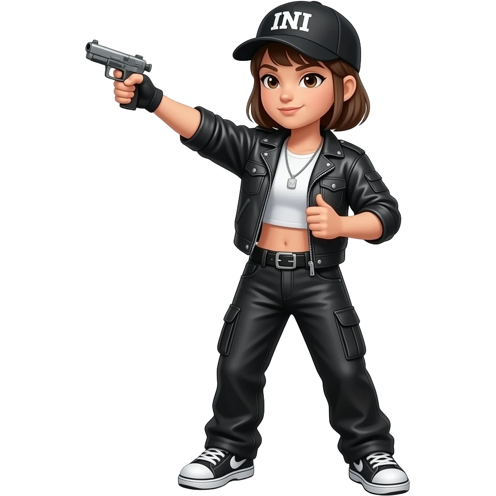 a light skin girl throwing up Gangster Disciple emoji