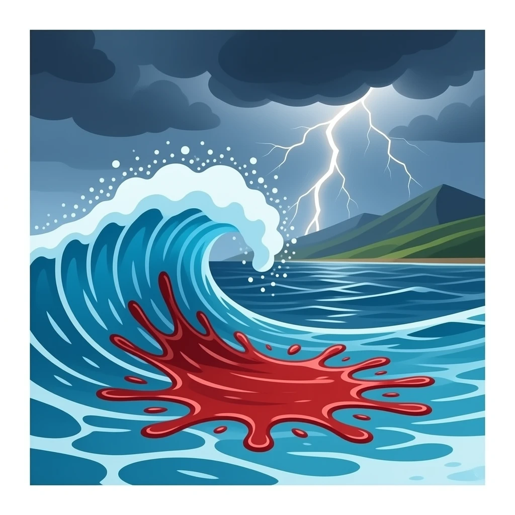 blood wave and water wave crash into each other copy/paste emoji