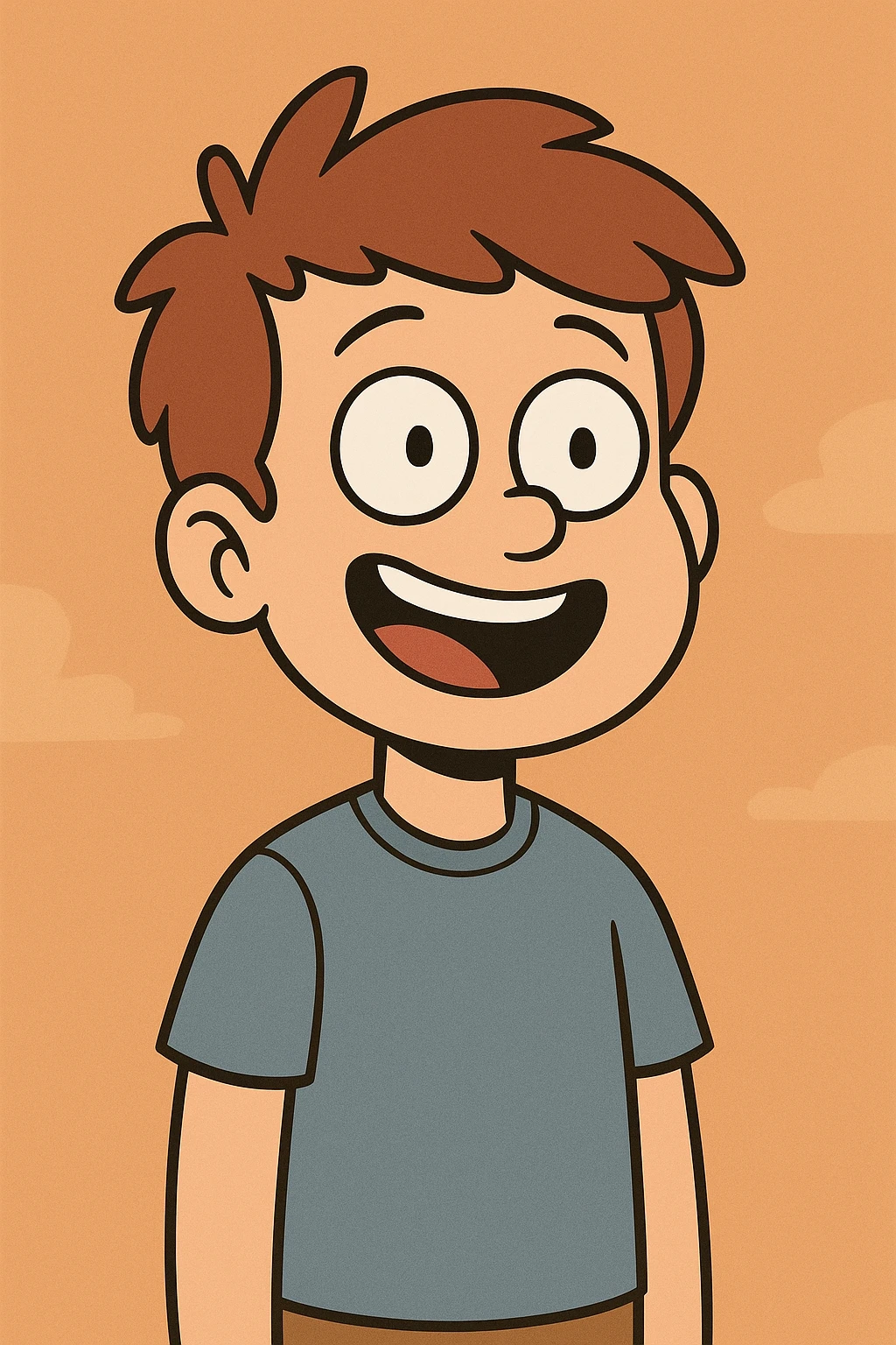 a boy in cartoon style with cheerful expression, simple background emoji