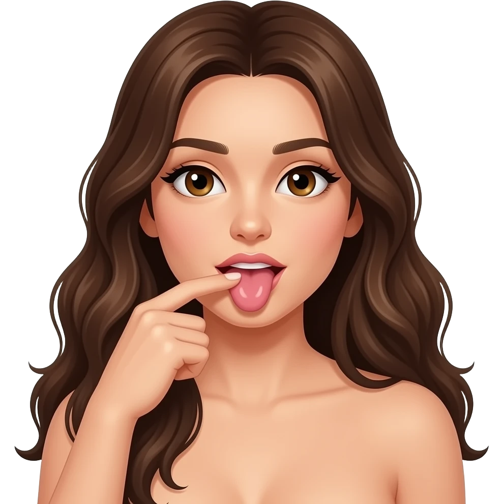 Long hair, brunette, brown eyes full body, naked, getting pussy eaten emoji
