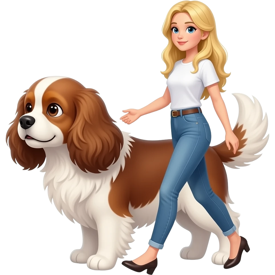 long blonde hair woman walking cavalier emoji