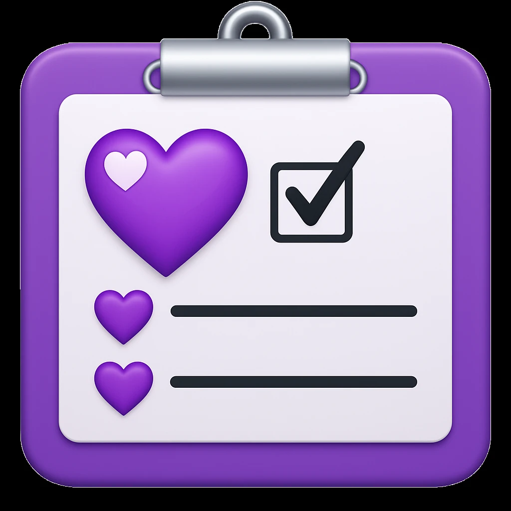 checklist purple heart emoji  emoji