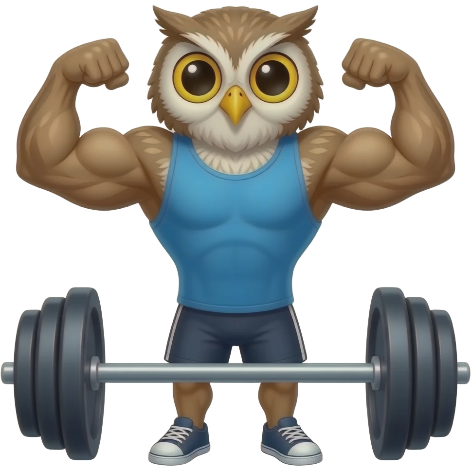 Cartoon owl Body building emoji