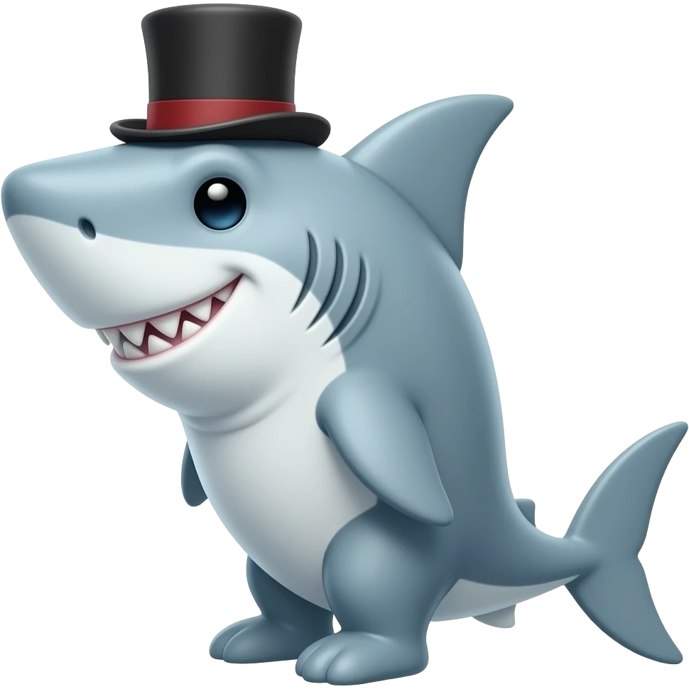Shark with a top hat emoji