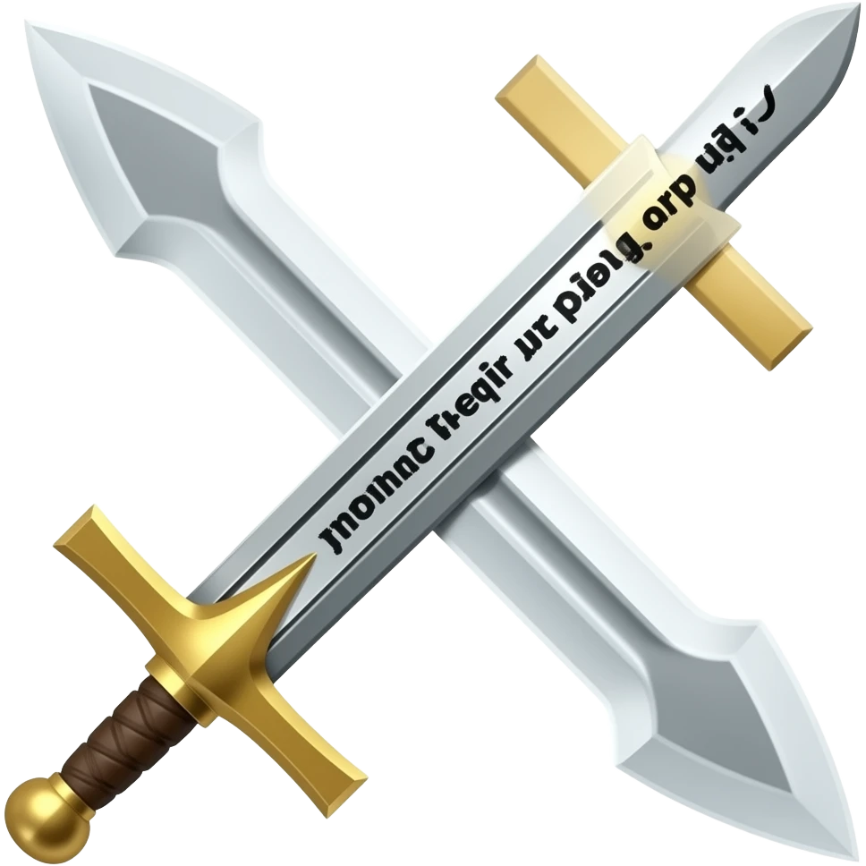 A sword with two inward-curving blades, engraved with: "There is no sword but ذو الفقار, and no hero but emoji